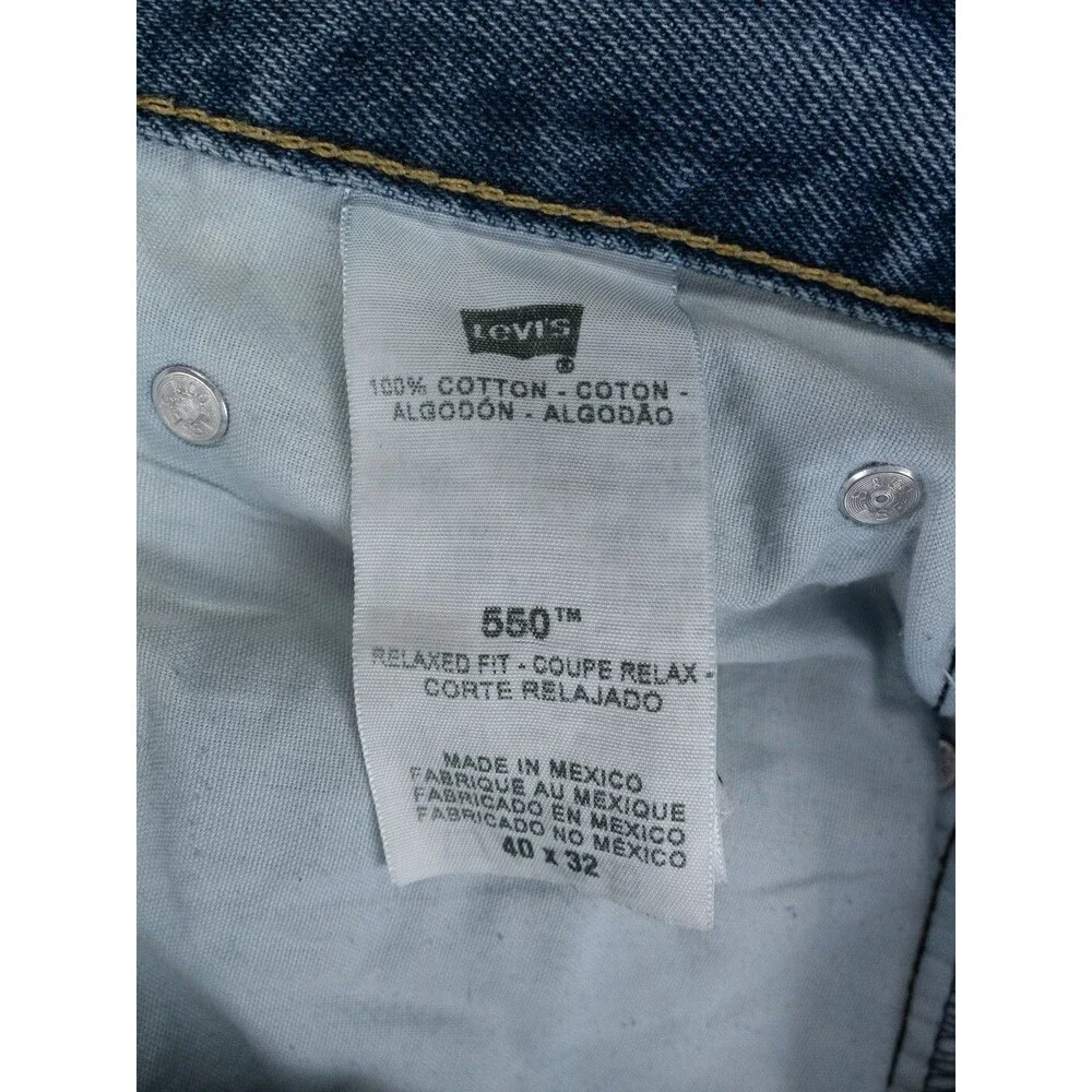 Levis 550 Jeans Men 40x32 Blue Relaxed Fit Tapered Distressed Denim Comfort
